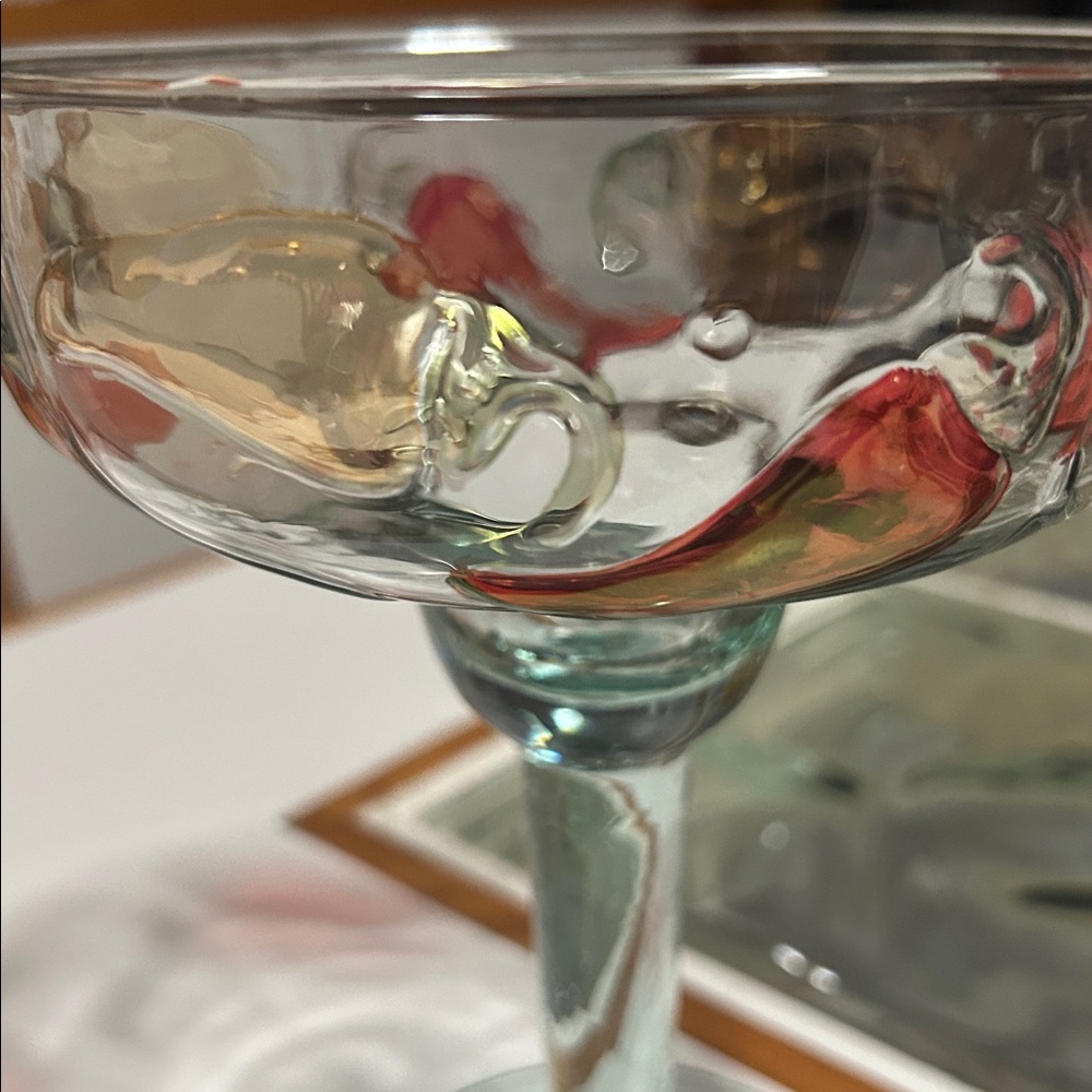 Unique Glass Margarita Goblets with Red and yellow chili pepper accents. - Picture 4 of 8